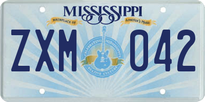 MS license plate ZXM042