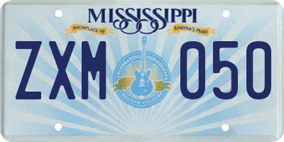 MS license plate ZXM050
