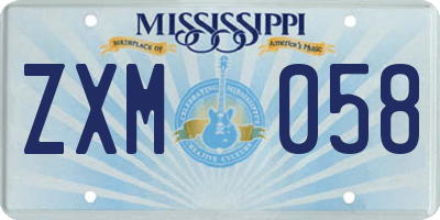 MS license plate ZXM058