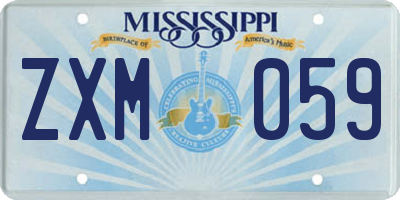 MS license plate ZXM059