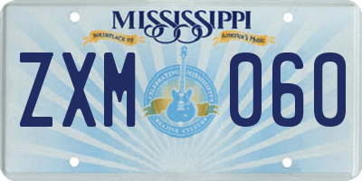 MS license plate ZXM060