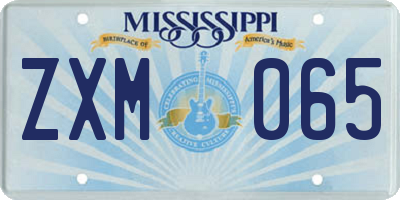 MS license plate ZXM065