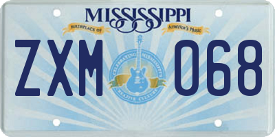 MS license plate ZXM068
