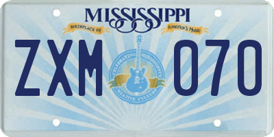 MS license plate ZXM070