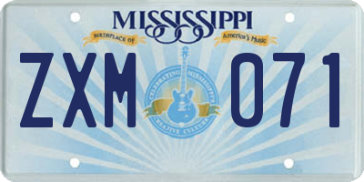 MS license plate ZXM071