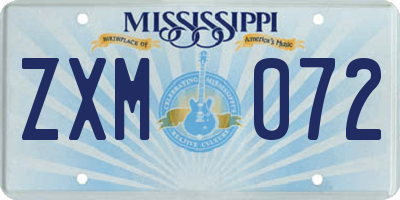 MS license plate ZXM072