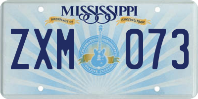 MS license plate ZXM073
