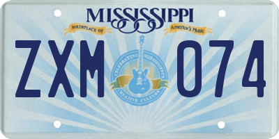 MS license plate ZXM074
