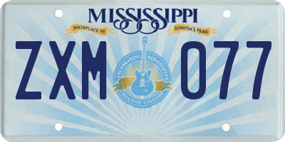MS license plate ZXM077