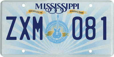 MS license plate ZXM081