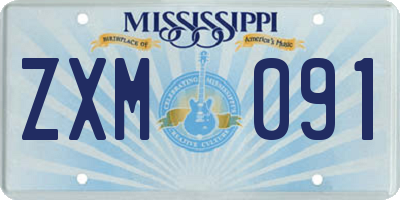 MS license plate ZXM091