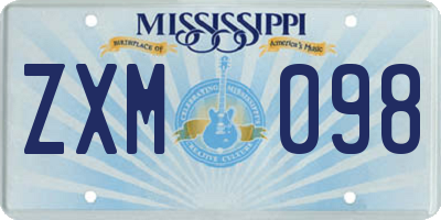 MS license plate ZXM098