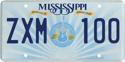 MS license plate ZXM100