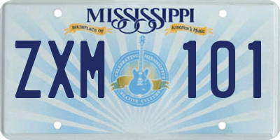 MS license plate ZXM101