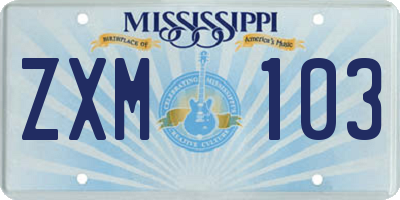 MS license plate ZXM103