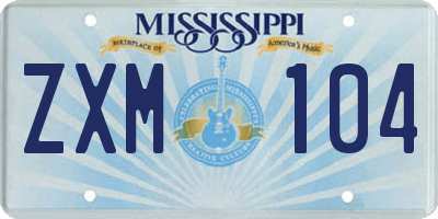MS license plate ZXM104