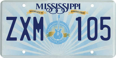 MS license plate ZXM105