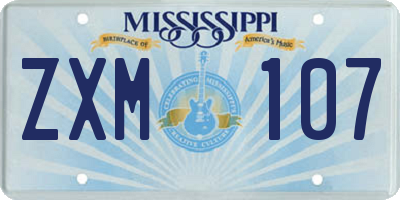 MS license plate ZXM107