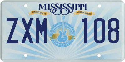 MS license plate ZXM108