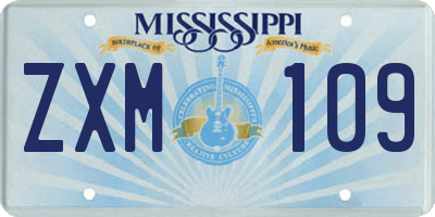 MS license plate ZXM109