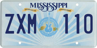 MS license plate ZXM110