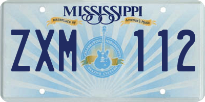 MS license plate ZXM112