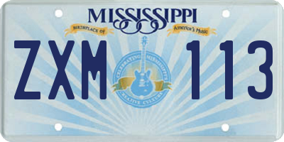 MS license plate ZXM113