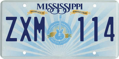 MS license plate ZXM114