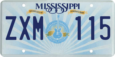 MS license plate ZXM115