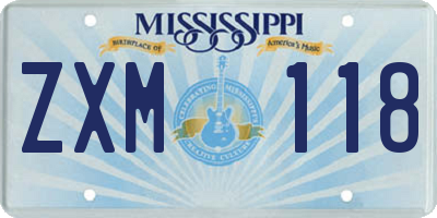 MS license plate ZXM118