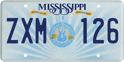 MS license plate ZXM126