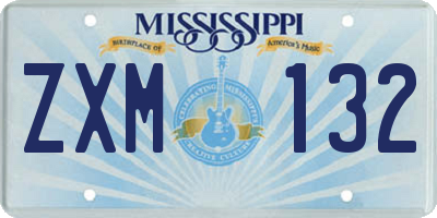 MS license plate ZXM132