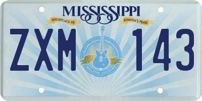 MS license plate ZXM143