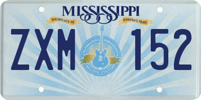 MS license plate ZXM152