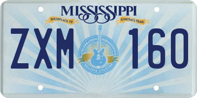 MS license plate ZXM160
