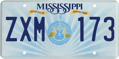 MS license plate ZXM173