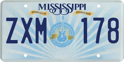 MS license plate ZXM178