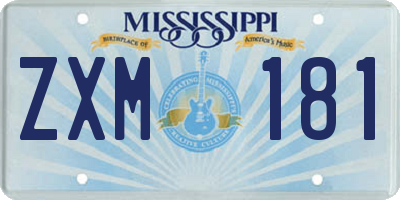 MS license plate ZXM181