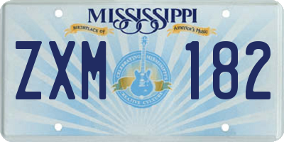 MS license plate ZXM182