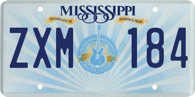 MS license plate ZXM184