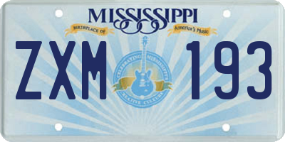 MS license plate ZXM193