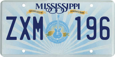 MS license plate ZXM196