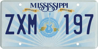 MS license plate ZXM197