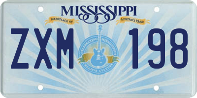 MS license plate ZXM198