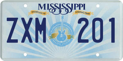 MS license plate ZXM201