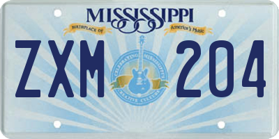 MS license plate ZXM204