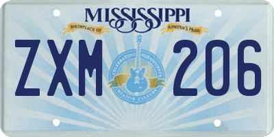 MS license plate ZXM206