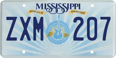 MS license plate ZXM207