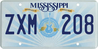 MS license plate ZXM208