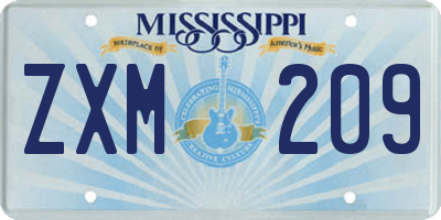MS license plate ZXM209